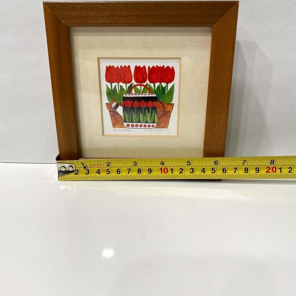 Frames- Wall Art set of 4 “Watering pot Flowers” watercolor art pictures. 6”X6”.